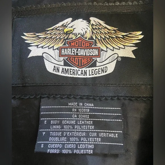 Harley-Davidson Sz L Men’s Black Leather Winged Jacket - Picture 2 of 15